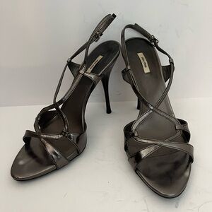 Miu Miu Gunmetal Leather Sandal